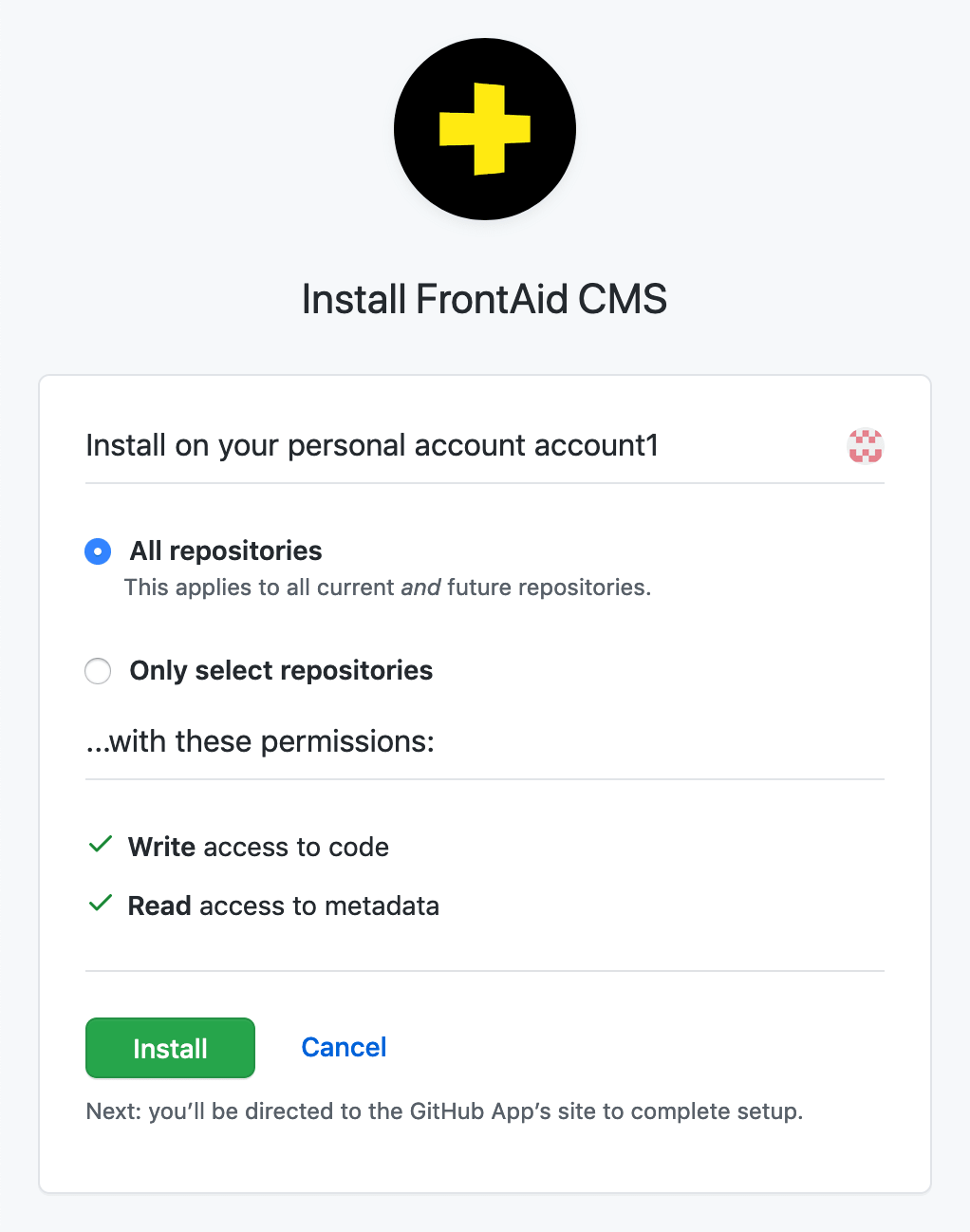 GitHub App: Install
