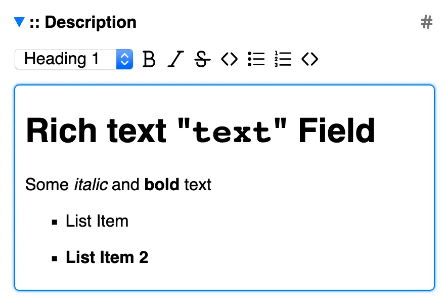 Rich text &#x27;text&#x27; field